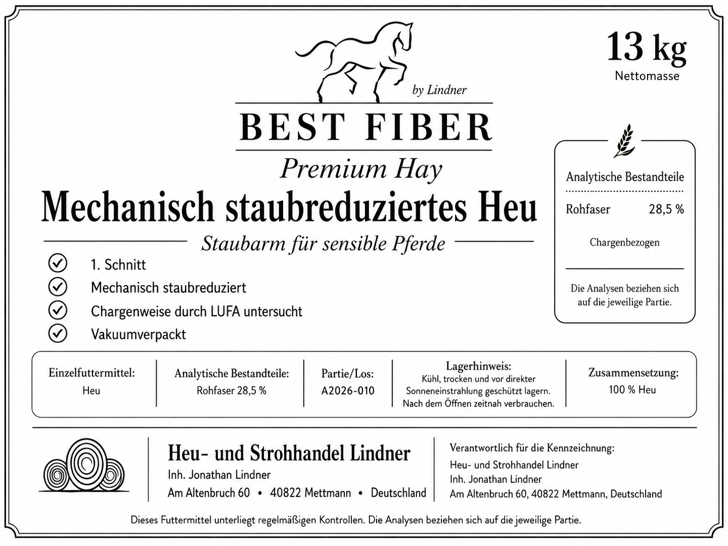 Probeballen Staubarmes Heu (vakkumverpackt) - NEU